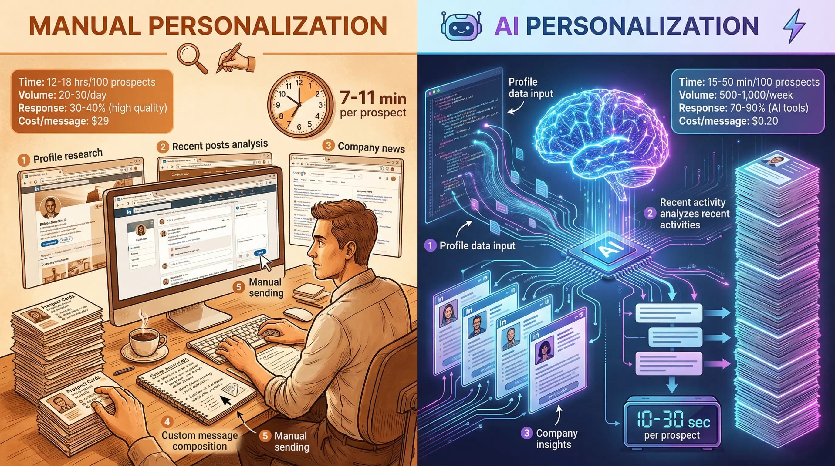 Manual vs AI Personalization: Which is Better for LinkedIn Prospecting?