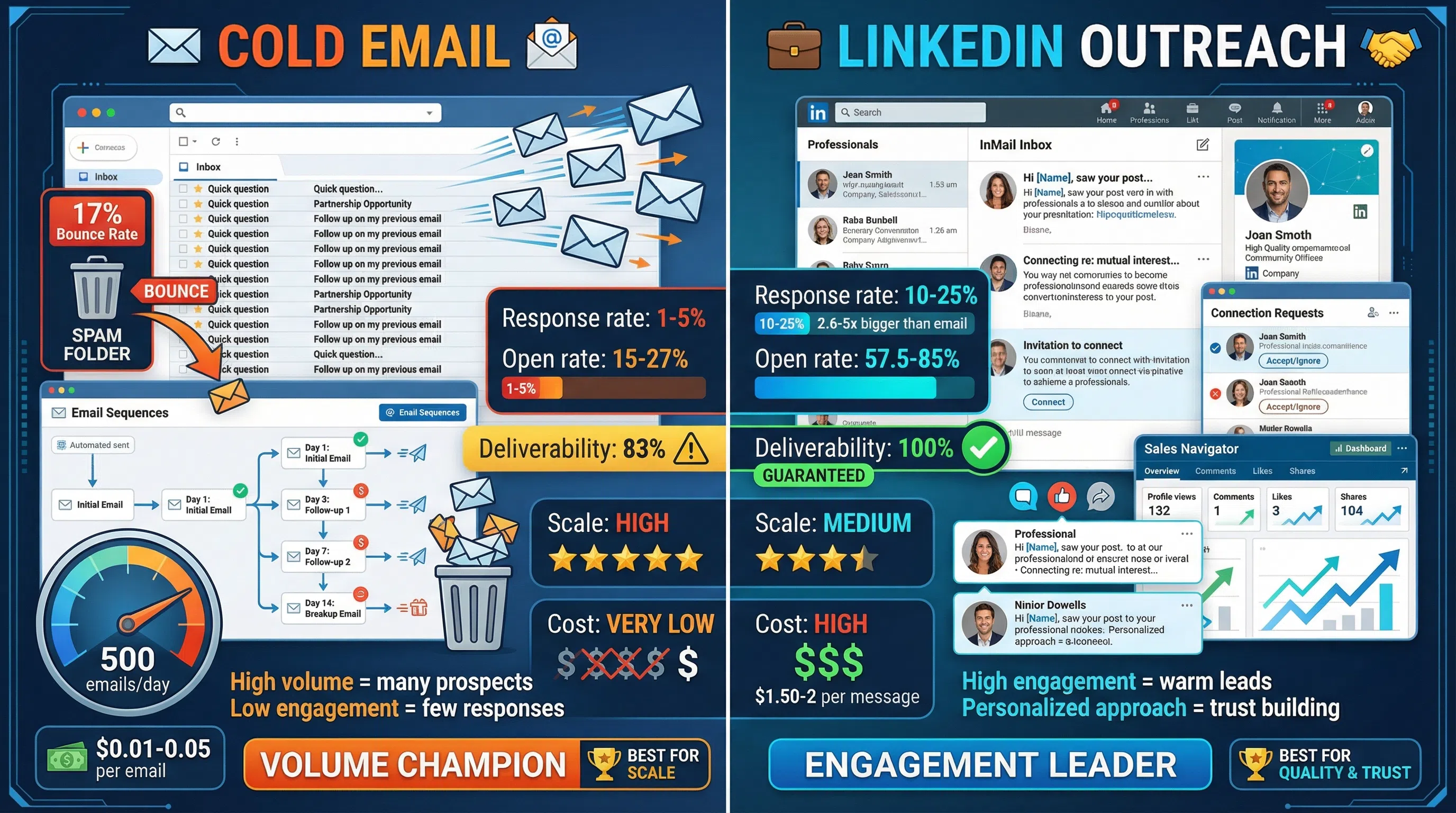 Cold Email vs LinkedIn Outreach: Which Gets Better Response Rates?