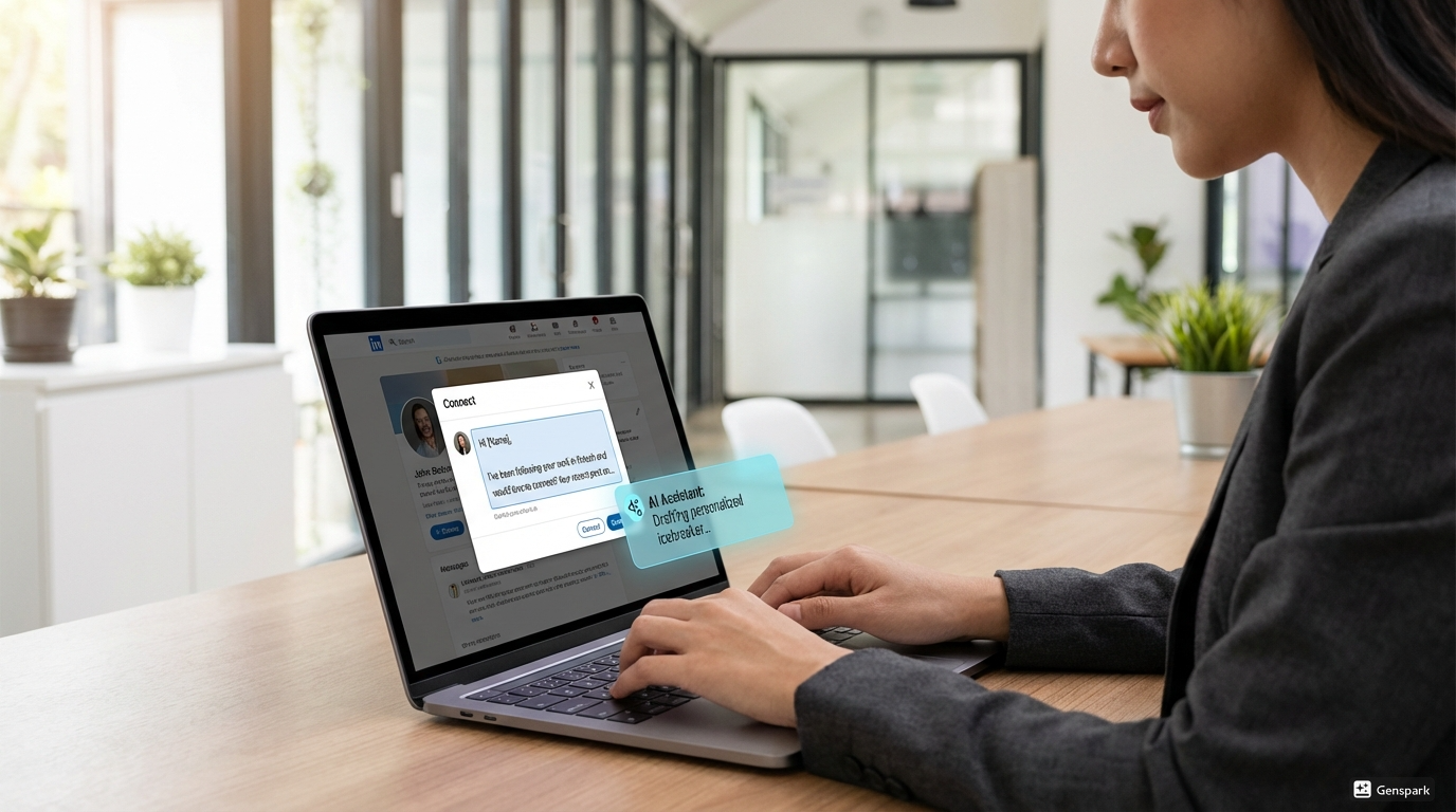 Professional using LinkedIn to send personalized connection messages with high response rates