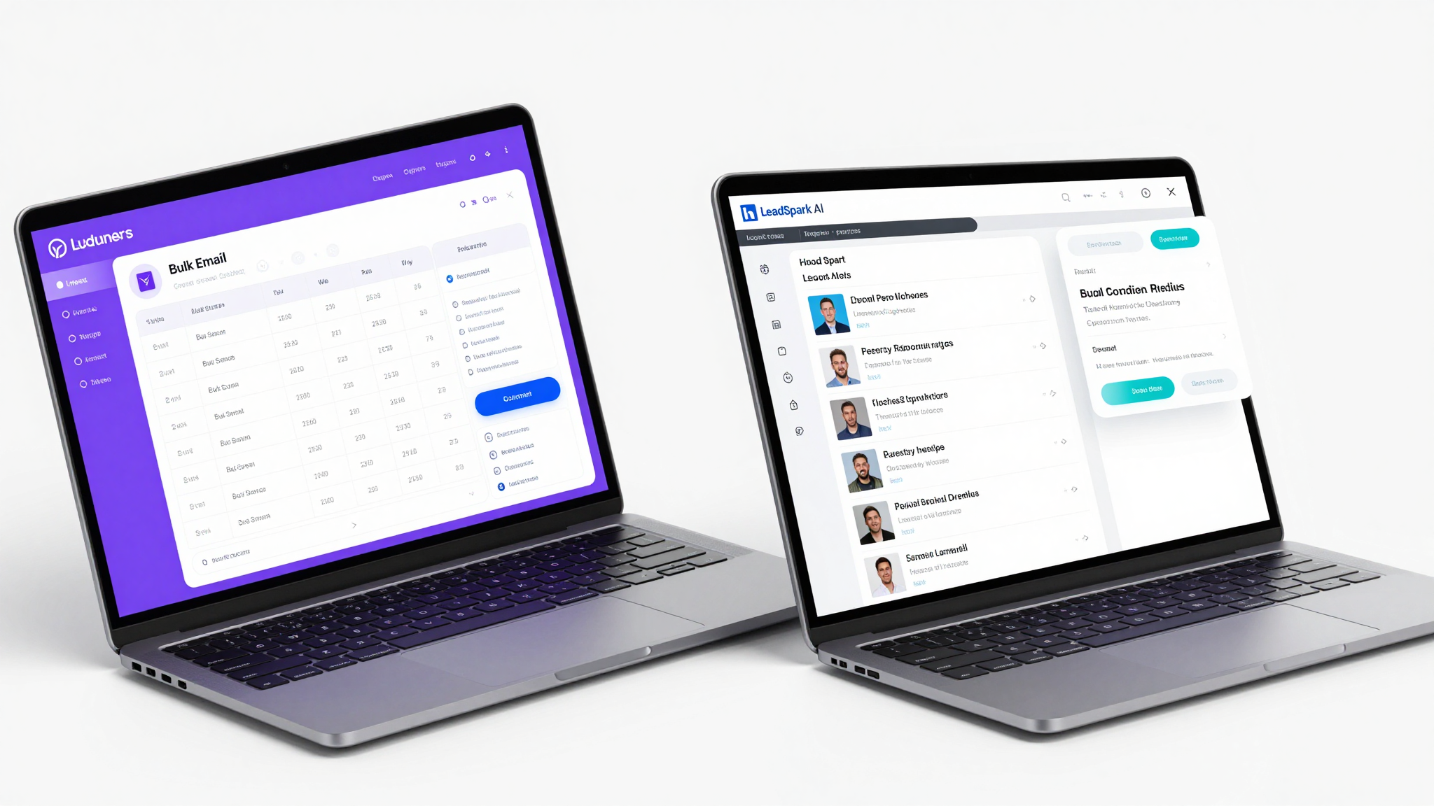 Comparison dashboard showing Lyne.ai and LeadSpark AI interface differences